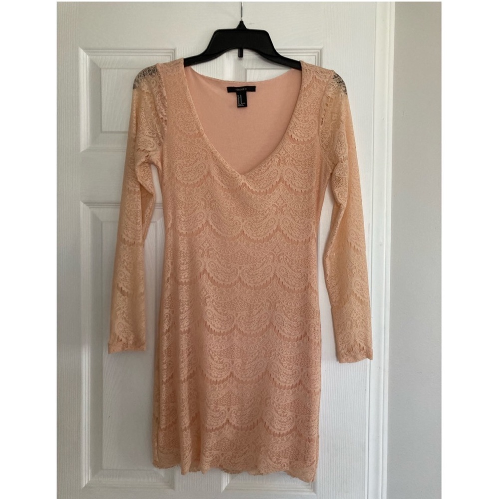 Cream dress with lace detail